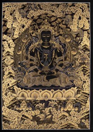 Buddha Amitayus Thangka | 24k Gold High Quality Thanka | Original Hand-Painted Tibetan Thangka